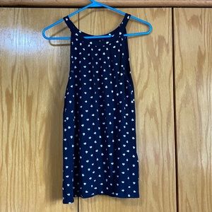 Women’s medium Colette brand Navy tank top with white hearts